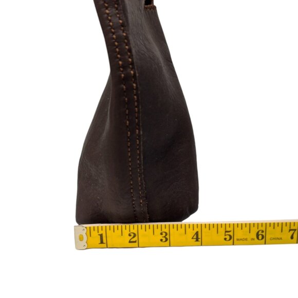 Half United Leather Bucket Bag Chocolate Brown Open Top Satchel - Picture 8 of 13